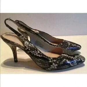 express Heels Snakeskin Print Pointy Toe Slingback
